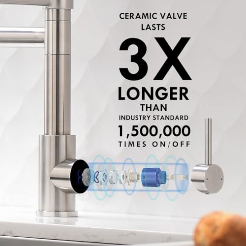 AIMADI Kitchen Faucet with Pull Down Sprayer - Commercial Stainless Steel Pull Down Sprayer Kitchen Faucet Single Hole Single Handle RV Laundry Outdoor Kitchen Sink Faucets