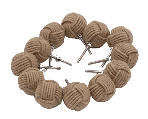 Image of Cabinet Knobs 12 Pack for Cabinets & Drawers, Nautical Jute Rope Cabinet Door Knobs, Rustic Twisted Rope Drawer Pulls, Vintage Decorative Furniture Hardware for Kitchen Cabinets, Closet & Dressers