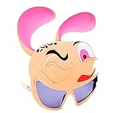 Sun-Staches Costume Sunglasses Ren and Stimpy REN Party Favors UV400 Multi-colored, 8'