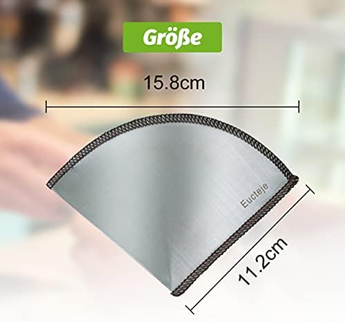 Eucteje Stainless Steel Coffee Filter Permanent Filter Reusable Filter Bags Compatible with V60 and Chemex for Pour Over Filter Holder Hand Filter Coffee Machine (Size 4, 1-4 Cups)