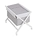 Minicuna mibebestore Plegable Blanco Gris: Estructura + Vestidura + Colcha Desenfuntable + Colchón + Almohada