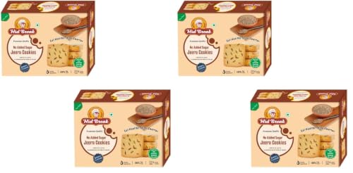 Image of Mid Break No Added Sugar Jeera Biscuits - 300gm (Pack Of 4) | High In Fiber, Gut-Friendly, Low Glycemic Index Biscuits With No Added Sugar | Tasty Cookies For Healthy Tea Snacking