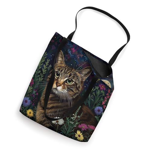 Brown Tabby Cat Floral Tote Bag miniatura 2