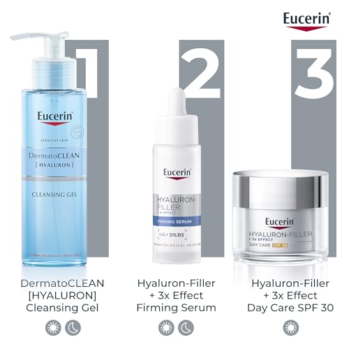 Eucerin Hyaluron-Filler Day Cream SPF 15 50ml, Anti-Ageing Facial Moisturiser with 3x Effect Formula for Visible Wrinkle Reduction, Firming Cream for Mature Skin, With Hyaluronic Acid