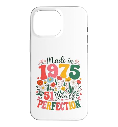 51 Year Old Made in 1975 Retro Floral 51st Birthday Women �X�}�z�P�[�X iPhone 16 Pro Max �p