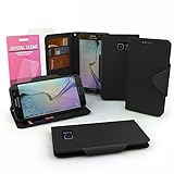 Galaxy S6 Edge Case - Cellto Premium Wallet with HD Screen Protector [Reversible Magnetic Closure] Diary Cover w/Card Slots Top Quality & Stand in Multiple Angles + Life Time Warranty - Black