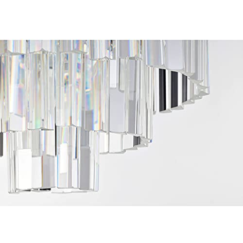Jojospring Justina 5-Light Crystal Glass Prism 3-Tier Flush Mount Chrome Chandelier #TOP5