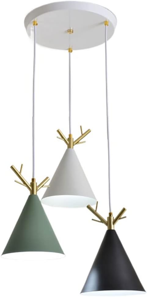LQZCXMF Nordic Macarons Hanglampen Rechte Rij Kroonluchter Met 3 Lampen Verstelbare Metalen Hanglamp Plafond Decoratieve Verlichtingsarmatuur Voor Eetkamer Lampen Niet Inbegrepen (Groen)