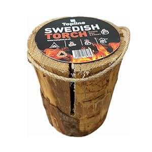 Swedish Fire Torch Instant Fire Wood – Extra Dry Kiln Dried Logs. Perfect for Garden Fire Pit. Can Be Used as a Campfire, Stove or Even a Garden Lantern/Garden Candle.