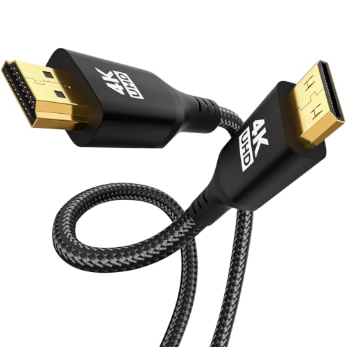 PILOARYL Mini HDMI to HDMI Cable 3.3FT, High Speed 4K 60Hz HDMI 2.0 Cord, Compatible with Camera, Camcorder, Tablet and Graphics/Video Card, Laptop, Raspberry Pi Zero W [Aluminum Shell, Braided]