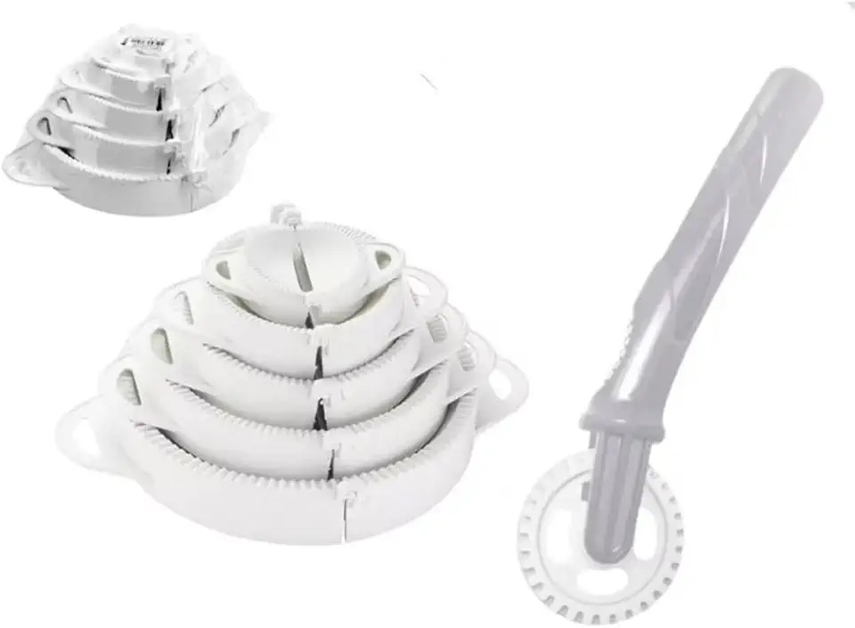 Kit Forma 5 Moldes de Risole Ravioli Fogazza Salgados Keita + Carretilha Corta Fecha Massas e Pastel