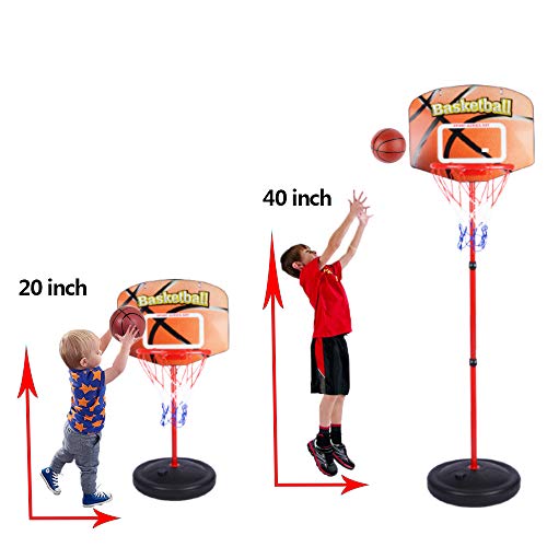 Toddler Basketball Hoop Stand Adjustable Height 2.5 Ft -5.1 Ft Mini Indoor Basketball Goal Toy With Ball Pump For Kids Boys Girls 2 3 4 5 Years Old Outdoor Outside Toys 1-3 Yard Backyard Games #TOP2