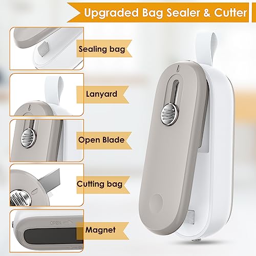 image for FEPPO Mini Bag Sealer, Bag Sealer with Cutter 2 in 1 Heat Sealer, Port