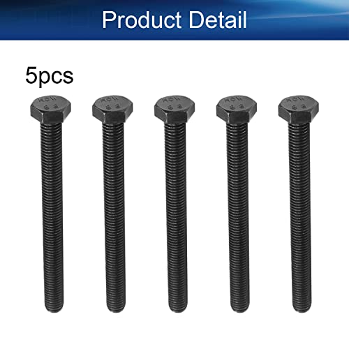 Image of Carbon Steel Hex Screw Bolts Hex Drive Fastener Rustproof Fully Threaded Metric Cap Bolts Black M10x110mm 5Pcs