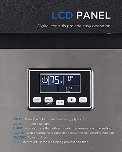 Northair Commercial Ice Maker, Built-In Stainless Steel Ice Machine, 100LBS/24H, Free-Standing Design for Party Gathering, Restaurant, Bar, Coffee Shop (100LB-Pro) - Thumbnail 6