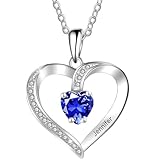 AAQ Custom Birthstone Necklace - Personalised Name Necklace for Women, Custom Heart Nacklace, Customised Gifts for Women Mum (1 Name)