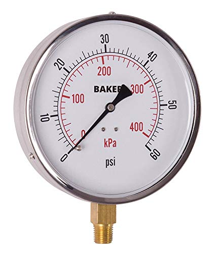 Baker 421AVND-60 Pressure Gauge, 0 to 60 psi