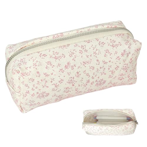 LAKPYN 1 Stück Federmäppchen für Schule Büro, Federtasche mit Reißverschluss, Mäppchen mädchen mit Aesthetic Blumen, Pencil Case für Mädchen Kosmetiktasche und Geldtasche(Blumen)