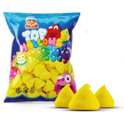 Top Mallows | Esponjitas Colores Surtidos Para Masa Dulce, Brochetas, Tartas de Chuches | Sin Gluten, Sin Lactosa, 0% Grasa Fat - Bolsa 1KG (AMARILLO)