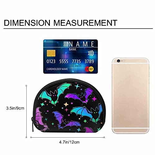 Ibiliu Small Coin Purse Colorful Bats Purple Pink Green Bat Halloween Mini Wallet Coin Pouch Change Purse For Women Men Girls #TOP18