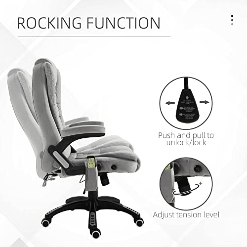 Vinsetto 6 Point Vibrating Massage Office Chair 5 Modes, High Back Executive Heated Chair With Reclining Backrest Padded Armrest, Grey #TOP3