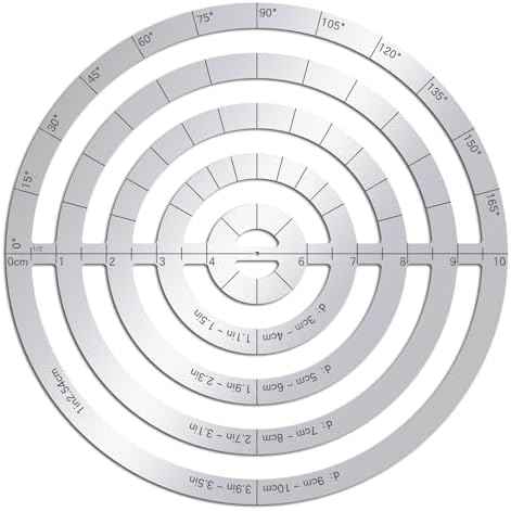 ORIGACH Règle ronde concentrique en acier inoxydable, pochoirs de ...