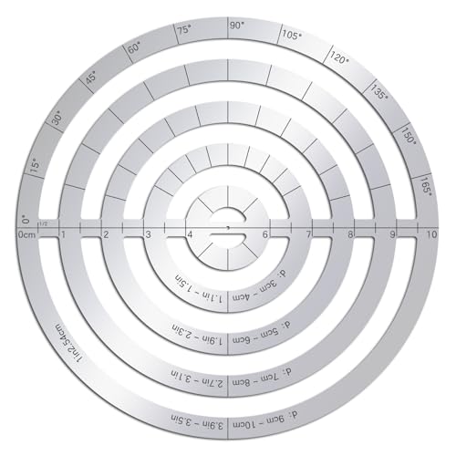 ORIGACH Stainless Steel Concentric Round Ruler Metal Circle and Curve Drafting Stencils Circle Corner Stainless Steel Template Rulers for Leather Sewing DIY Craft Supplies