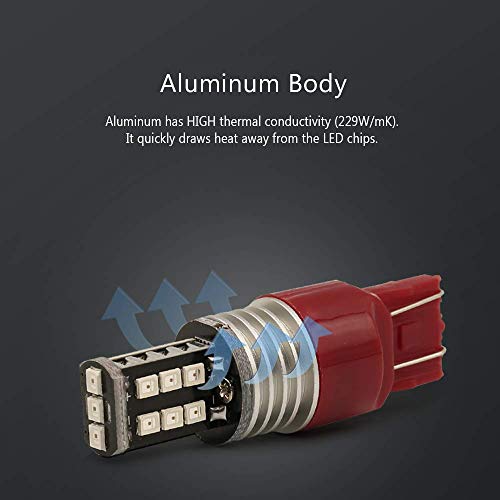 Syneticusa 7443 Red Flashing Strobe Blinking Rear Alert Safety Brake Tail Stop High Power Led Light Bulbs #TOP1