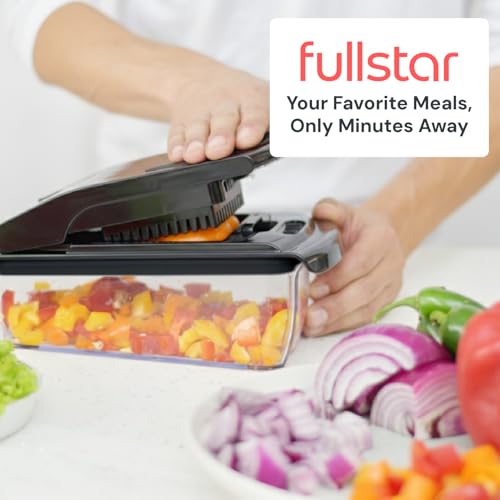 Fullstar Vegetable Chopper & Cutter - Slicer Dicer Spiralizer with Container for Food Veggie Onion Cucumber Tomato Salad Potato FriFrench Fryes - Kitchen Essentials & Gadgets (PRO 4-in-1, Black) by fullstar - Image 9