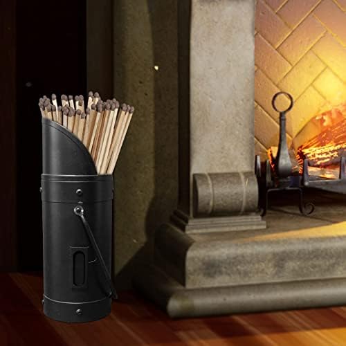 FB FunkyBuys Black Matchstick Holder - Fireside Heavy Duty Coal Scuttle Safety Matches Holder