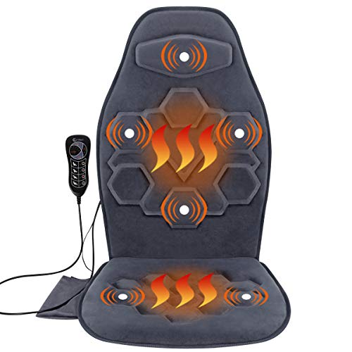 Comfitech Car Seat Back Massager Chair Pad Cushion with Heat, 6 Vibrating Motors
