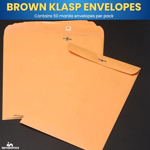 1InTheOffice Envelopes de fecho, envelopes de catálogo, 19 cm de largura x 26 cm, 12,7 kg, fecho e f