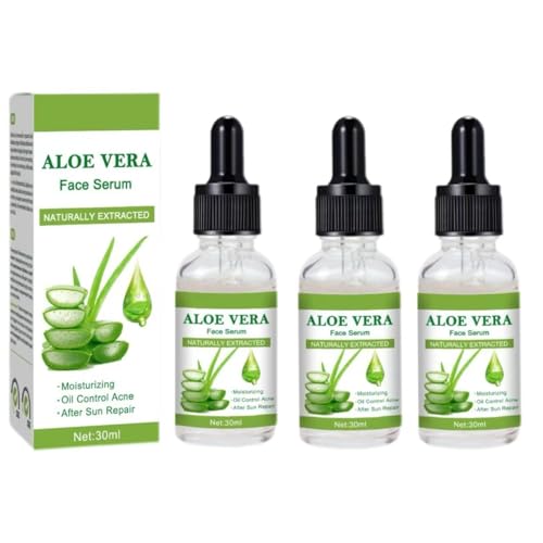 Sérum Facial de Aloe Vera 30 ml - Extractos Naturales de Plantas, Hidrata, Trata el Acné y Repara las Quemaduras Solares | Apto para Piel Sensible, Refrescante y No Graso