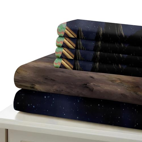 Housse de couette planète spatiale 140x200 microfibre 3D pour lit simple