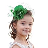 Zinniday Mini Green Fascinators Hat - Elegant 2026 Kentucky Hats with Clip 1920s 50s Victoria Pillbox Tea Party Derby Cap with Flower and Veil for Women Ladies Cocktail Costume Accessories