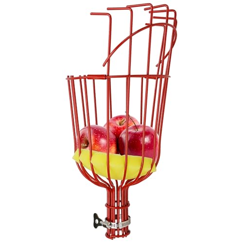 Fruit Picker Basket Only, Sturdy Stainless Steel Harvesting Head Foam Cushion, Professional Adjustable Clamp Fruit Catcher Gripper for Apple Avocado Citrus Mango, Prevent Bruising (Pole Not Included)