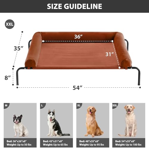 RRPETHOME Large Elevated Cooling Dog Bed, Raised Cot Beds for Large Dogs, Elevated Outdoor Dog Bed, Chew Proof Portable Cooling Pet Cot with Skid-Resistant Feet and Breathable Mesh by RRPETHOME - Image 2