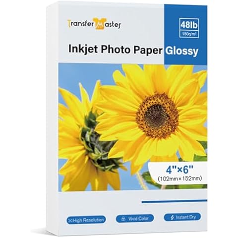 120 Sheets Glossy Photo Paper 4X6 Inches 48lb Professional Glossy Photographic Paper for Inkjet Printers Use DYE INK 180GSM Cover
