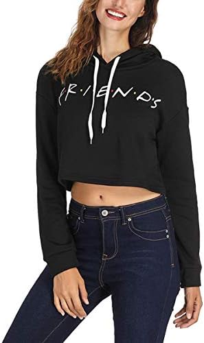 Womens Friends TV Show Short Hoodies Long Sleeve Graphic Sweatshirt Top