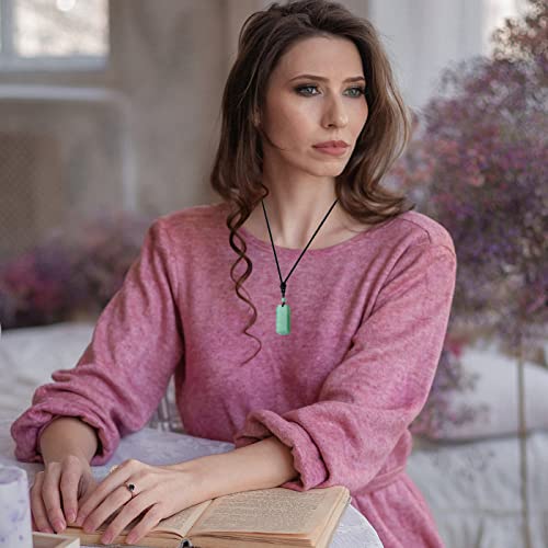 Maibaota Necklace For Men Women Green Aventurine Healing Crystal Stones Pendant Necklace Adjustable Rope Natural Gemstone Necklace Jewelry #TOP4