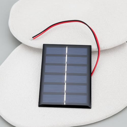 Briny River Polykristallines Silizium-Solarpanel, 0,3 W, 3 V, 65 x 48 mm, für Kameras, Spielzeug, elektronische Sevices mit 15 cm Kabel, 2 Stück
