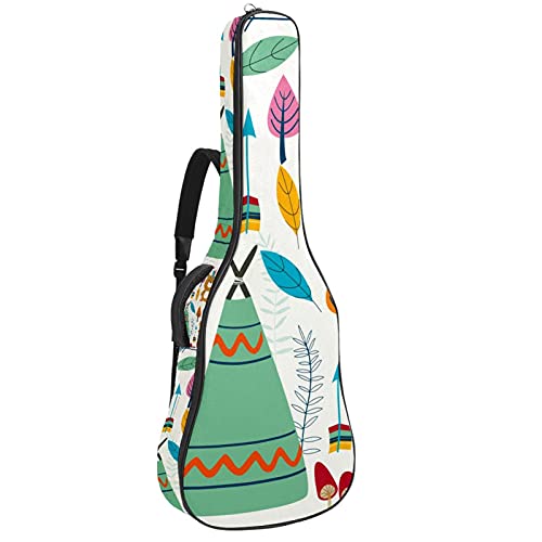 Sac à dos guitare basse acoustique pour musicien nomade avec design animaux tribaux colorés