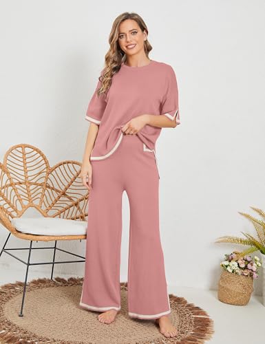 Image of TIGMA Women Casual Summer co ords Set Track Suit Oversized Top Baggy Pant,Top and Pajama Set
