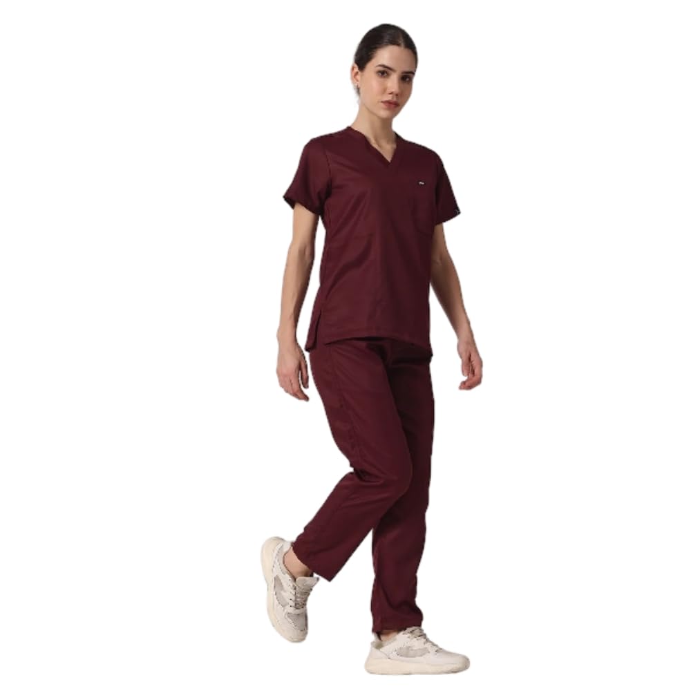 Women Evo Scrub MedicalScrubs Stretchable Female V Neck t-Shirt with Straight Pant Set-picture-19