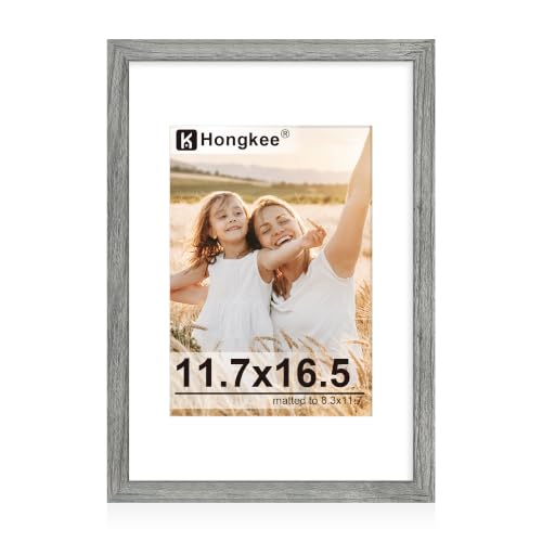 Hongkee 11.7x16.5 Picture Frame with Real Glass Wood Frame (Mat a3), 1 Pack