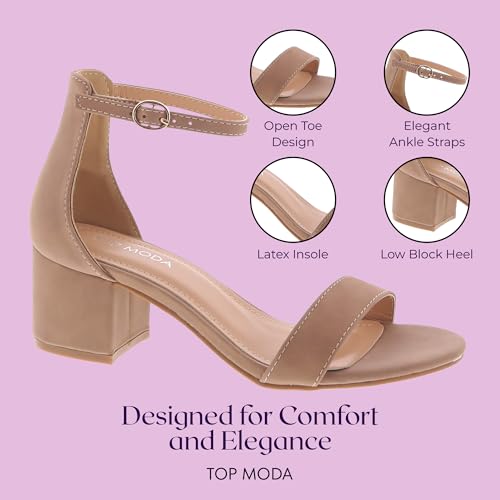 Image of TOP Moda Darcie-1 Ankle Strap Dressy High Heel Sandal, Non-slip Sole, For Wedding, Party, Prom, Evening Wear, or Any Occasion, Sleek Style Block Heel Sandals