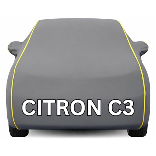 Image of Kayme Premium Grey Citron C3 Car Cover Waterproof for (All Models & Variants - Petrol, Diesel, CNG & EV) |Speacially Custom Fit with Mirror Pockets |All-Weather Protection - Outdoor Car Body Cover
