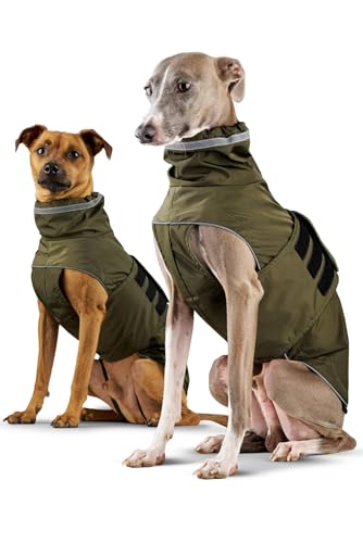 ZAUBERPFOTE® Hunderegenmantel London I Mit extra langem YKK® Reißverschluss für Halsband & Geschirr I Für kleine, mittlere & große Hunde I Wasserdicht & Maschinenwaschbar I Regenmantel für Hunde (45)