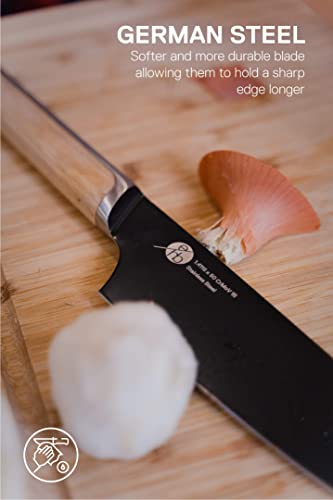 Everdure German Steel Professional Santoku Knife, 6.26 Inch Chef Knife With Titanium Coated Blade And Pakka Wood Handle, Perfect Kitchen Knife For Thinly Slicing Meat And Seafood #TOP3