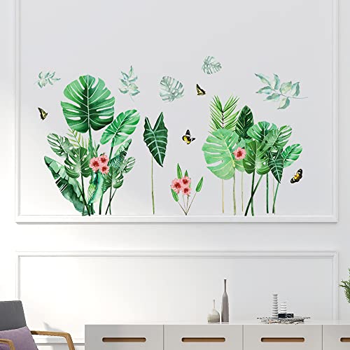 Green Tropical Leaves Wall Decal, Hacaso Nature Palm Tree Leaf Plants Wall Sticker Art Murals, Waterproof Wall Decor For Bedroom Living Room Classroom Offices Home Decoration (#004) #TOP29